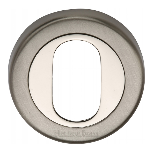 V4010-MC • Satin / Polished Nickel • Heritage Brass Plain Round Oval Cylinder Escutcheon