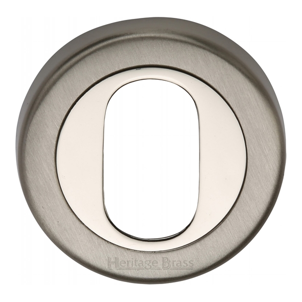 V4010-MC  Satin / Polished Nickel  Heritage Brass Plain Round Oval Cylinder Escutcheon