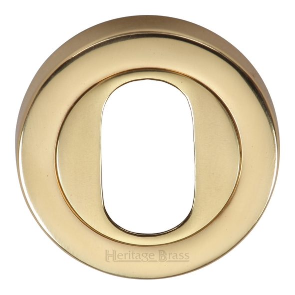 V4010-PB • Polished Brass • Heritage Brass Plain Round Oval Cylinder Escutcheon