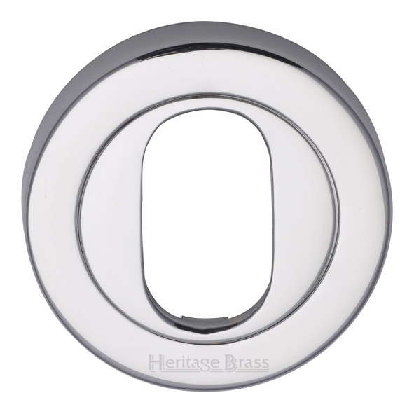 V4010-PC  Polished Chrome  Heritage Brass Plain Round Oval Cylinder Escutcheon