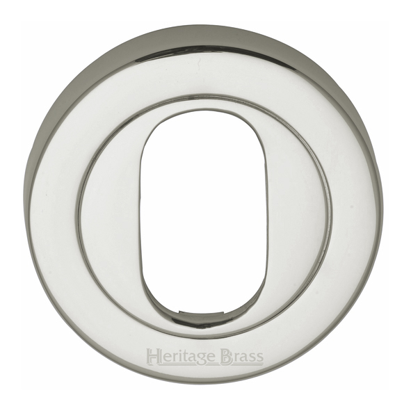 V4010-PNF • Polished Nickel • Heritage Brass Plain Round Oval Cylinder Escutcheon