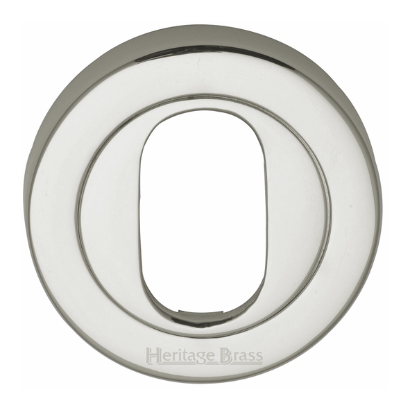 V4010-PNF  Polished Nickel  Heritage Brass Plain Round Oval Cylinder Escutcheon