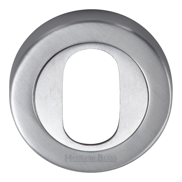 V4010-SC • Satin Chrome • Heritage Brass Plain Round Oval Cylinder Escutcheon