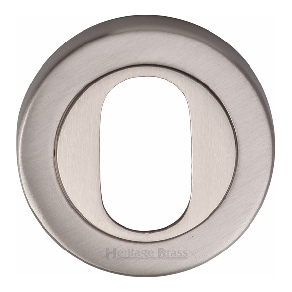 V4010-SN  Satin Nickel  Heritage Brass Plain Round Oval Cylinder Escutcheon