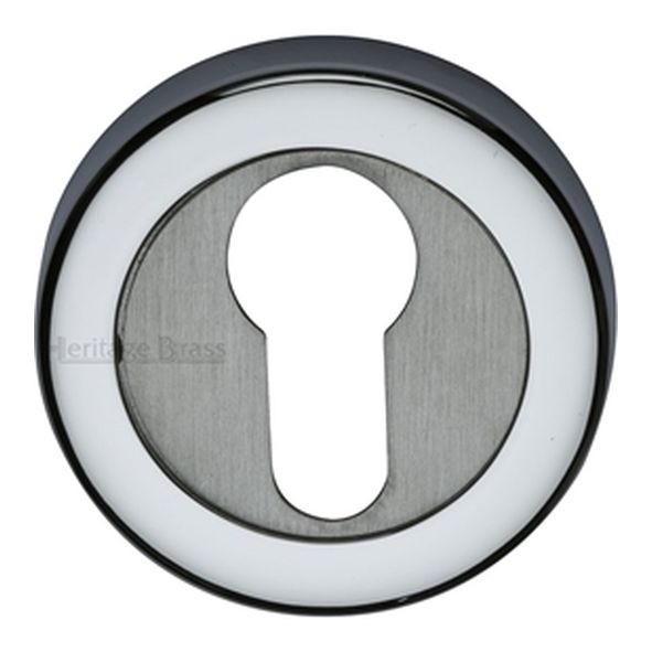 V4020-AP • Satin / Pol Chrome • Heritage Brass Plain Round Euro Cylinder Escutcheon