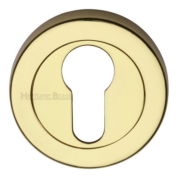 V4020-PB • Polished Brass • Heritage Brass Plain Round Euro Cylinder Escutcheon