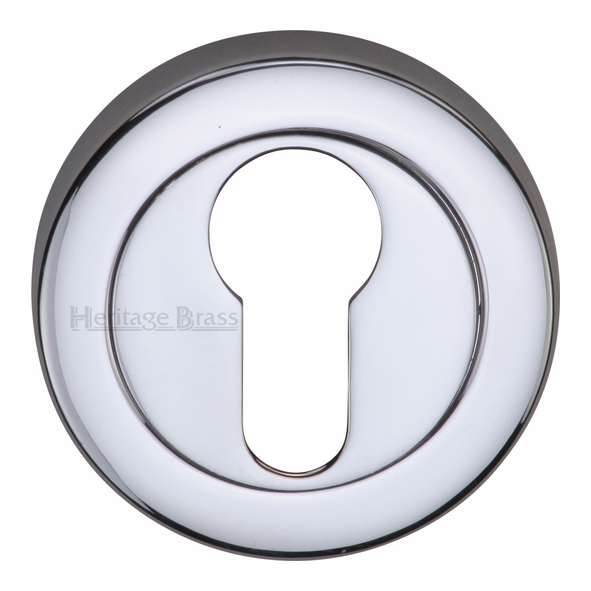 V4020-PC • Polished Chrome • Heritage Brass Plain Round Euro Cylinder Escutcheon