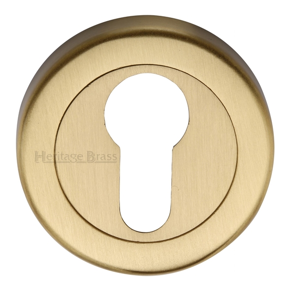 V4020-SB  Satin Brass  Heritage Brass Plain Round Euro Cylinder Escutcheon