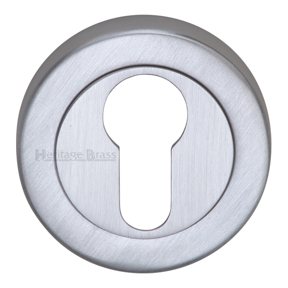 V4020-SC • Satin Chrome • Heritage Brass Plain Round Euro Cylinder Escutcheon