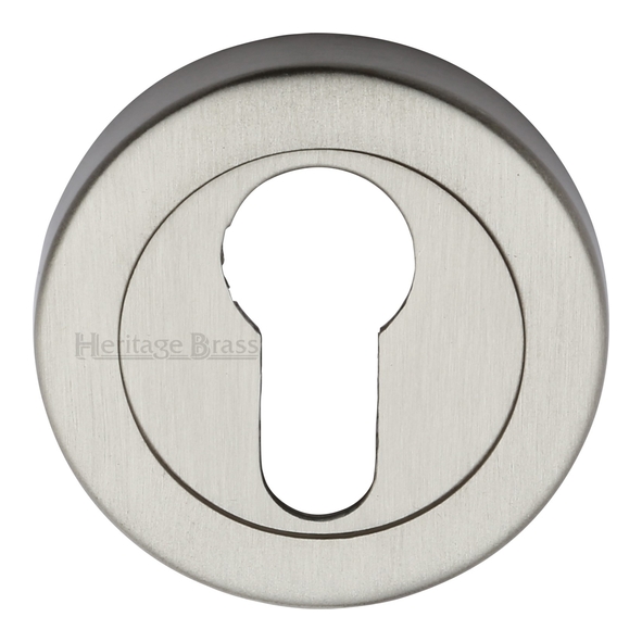 V4020-SN • Satin Nickel • Heritage Brass Plain Round Euro Cylinder Escutcheon