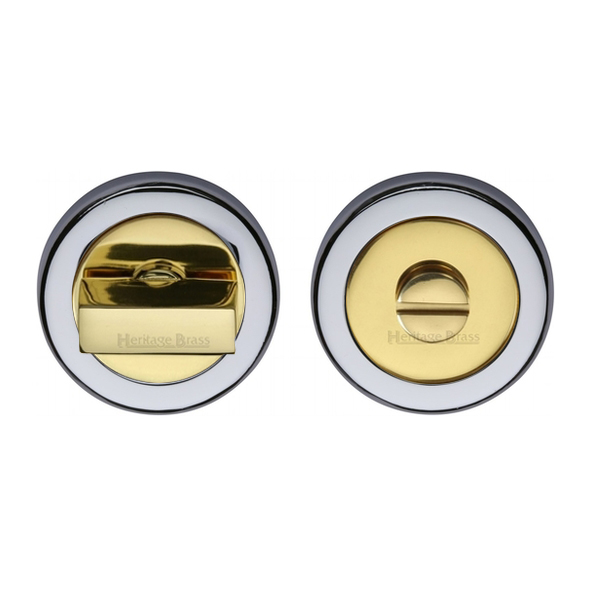 V4035-CB  Polished Chrome / Brass  Heritage Brass Plain Round Flat Bathroom Turn With Release