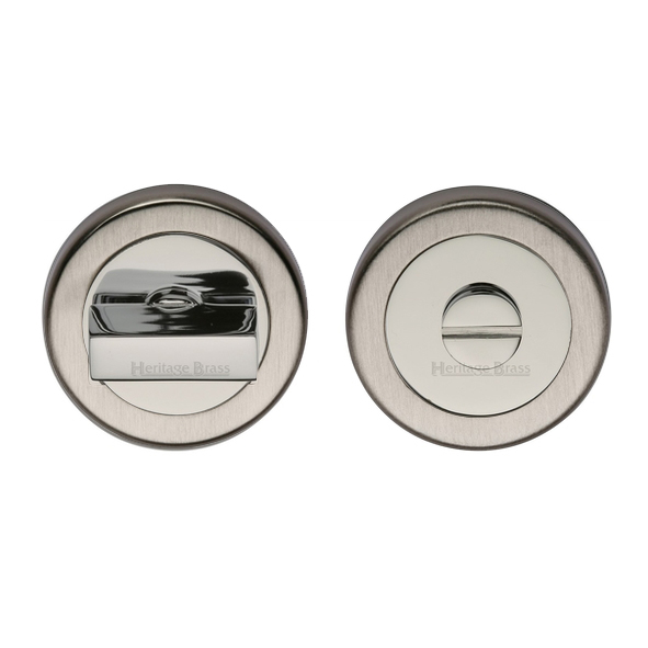 V4035-MC  Satin / Polished Nickel  Heritage Brass Plain Round Flat Bathroom Turn With Release