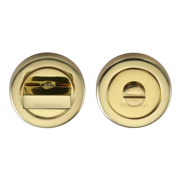 V4035-PB  Polished Brass  Heritage Brass Plain Round Flat Bathroom Turn With Release