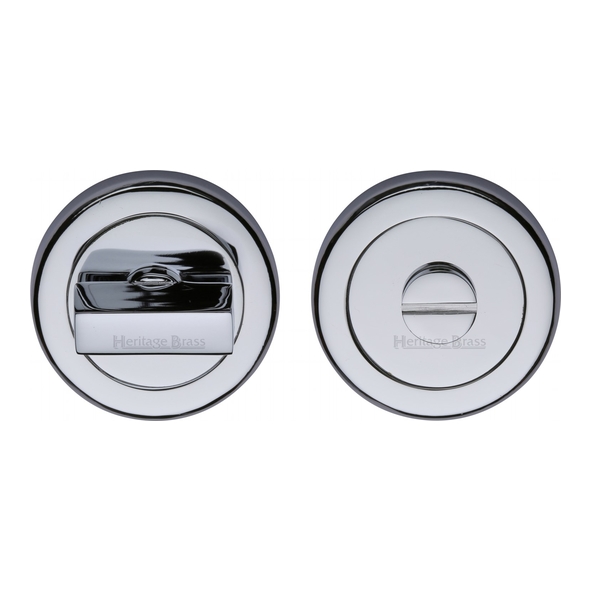 V4035-PC • Polished Chrome • Heritage Brass Plain Round Flat Bathroom Turn With Release