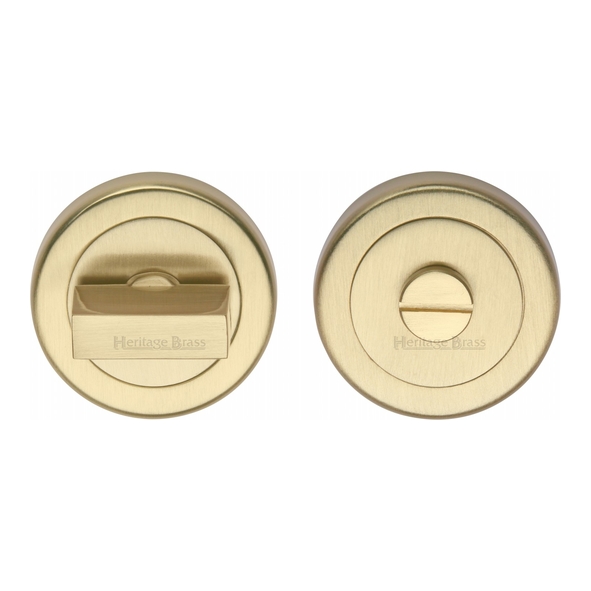 V4035-SB  Satin Brass  Heritage Brass Plain Round Flat Bathroom Turn With Release