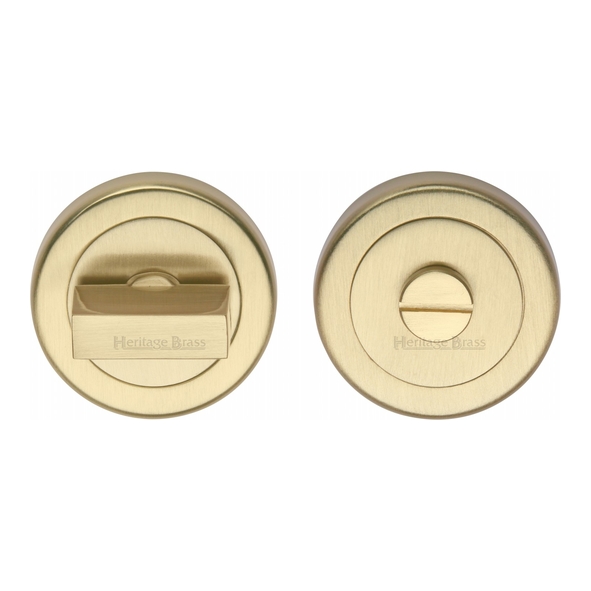 V4035-SB • Satin Brass • Heritage Brass Plain Round Flat Bathroom Turn With Release