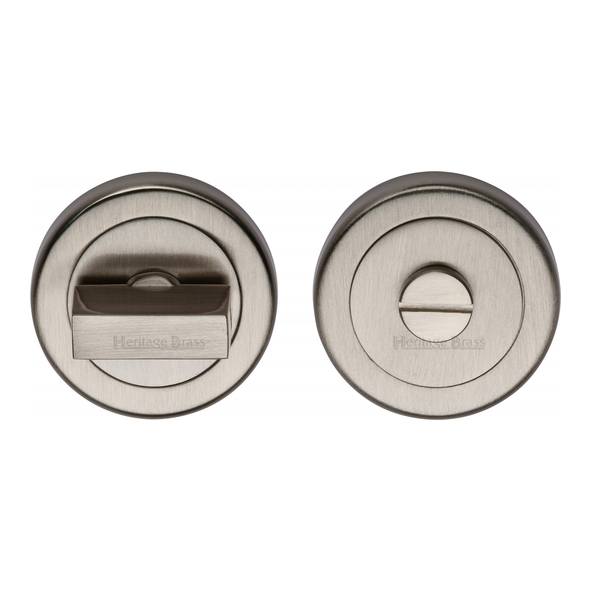 V4035-SN  Satin Nickel  Heritage Brass Plain Round Flat Bathroom Turn With Release