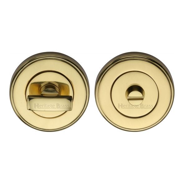V4040-PB • Polished Brass • Heritage Brass Edged Round Bathroom Turn With Release