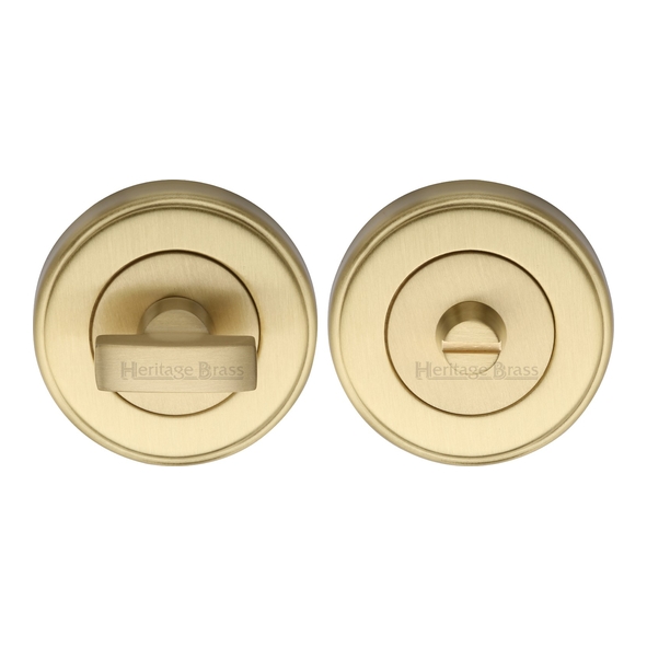 V4040-SB  Satin Brass  Heritage Brass Edged Round Bathroom Turn With Release