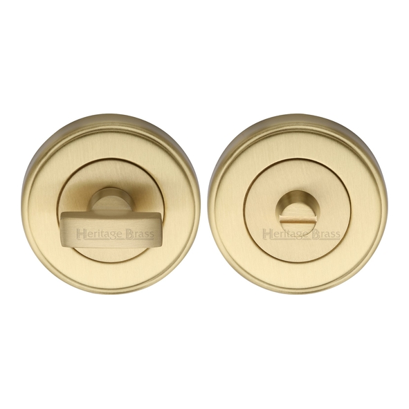 V4040-SB • Satin Brass • Heritage Brass Edged Round Bathroom Turn With Release