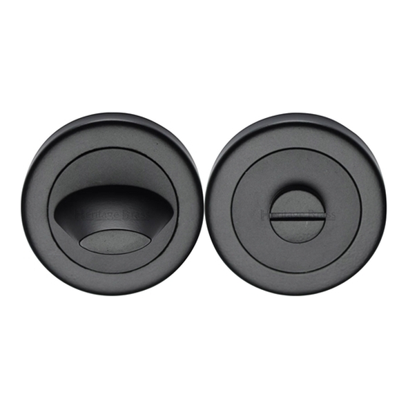 V4043-BKMT  Matt Black  Heritage Brass Plain Round Contemporary Bathroom Turn With Release
