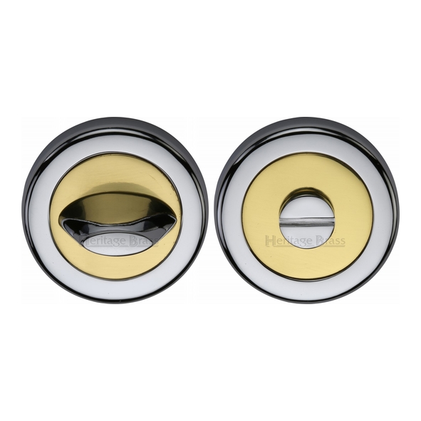 V4043-CB • Polished Chrome / Brass • Heritage Brass Plain Round Contemporary Bathroom Turn With Release