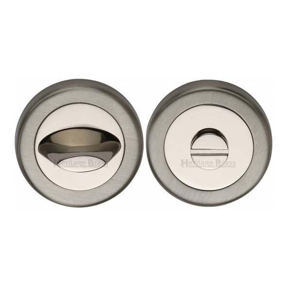 V4043-MC • Satin / Polished Nickel • Heritage Brass Plain Round Contemporary Bathroom Turn With Release