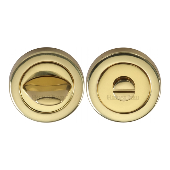 V4043-PB  Polished Brass  Heritage Brass Plain Round Contemporary Bathroom Turn With Release