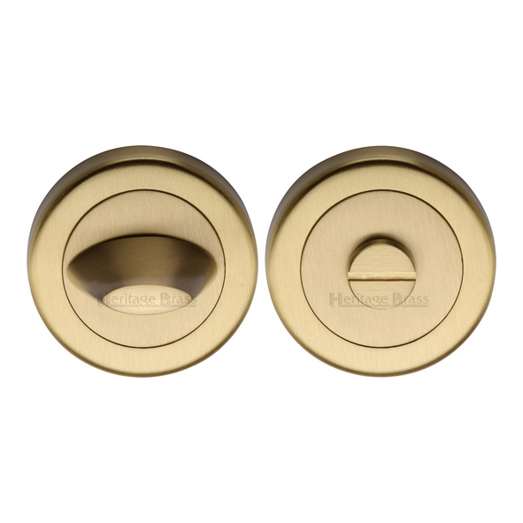 V4043-SB  Satin Brass  Heritage Brass Plain Round Contemporary Bathroom Turn With Release