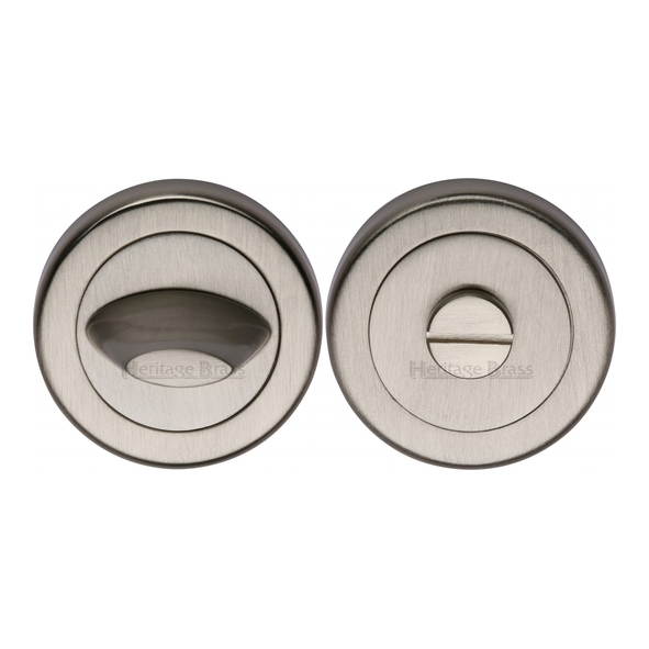 V4043-SN • Satin Nickel • Heritage Brass Plain Round Contemporary Bathroom Turn With Release