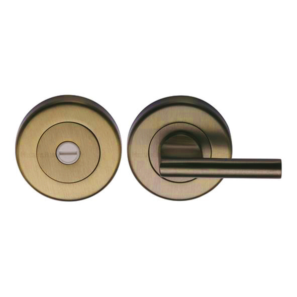 V4044-AT  Antique Brass  Heritage Brass Plain Round Disabled Bathroom Turn With Release