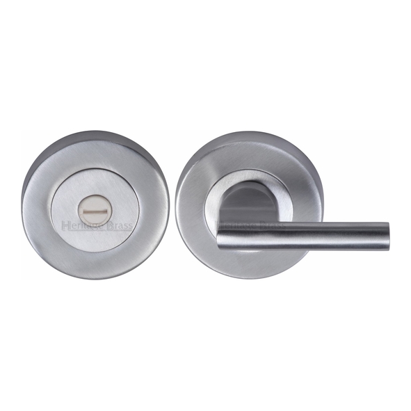 V4044-SC  Satin Chrome  Heritage Brass Plain Round Disabled Bathroom Turn With Release