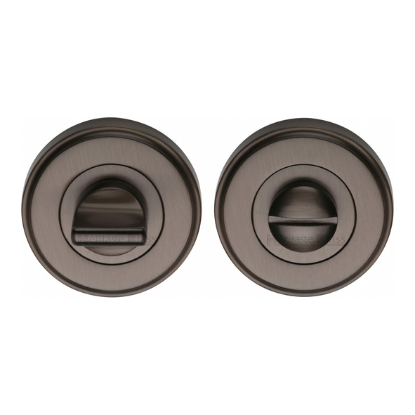 V4045-MB • Matt Bronze • Heritage Brass Edged Round Small Bathroom Turn With Release