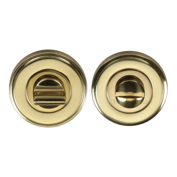 V4045-PB  Polished Brass  Heritage Brass Edged Round Small Bathroom Turn With Release