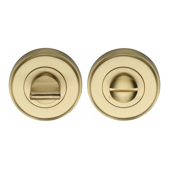 V4045-SB • Satin Brass • Heritage Brass Edged Round Small Bathroom Turn With Release
