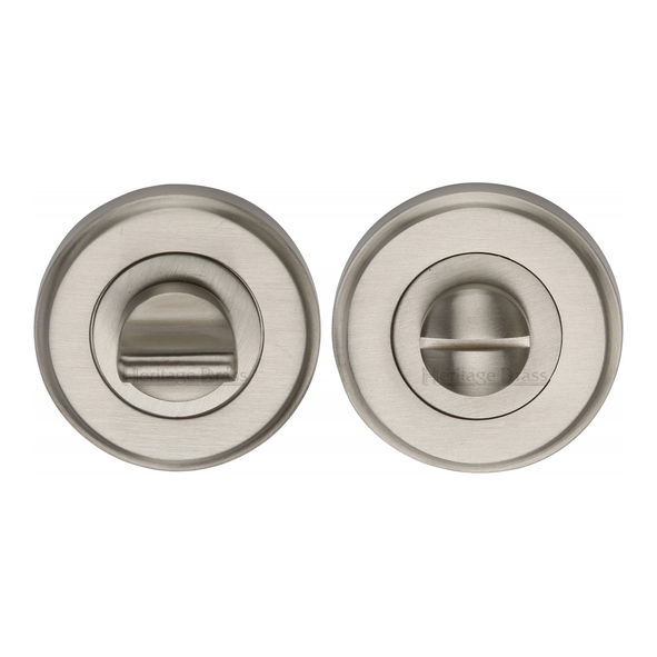 V4045-SN • Satin Nickel • Heritage Brass Edged Round Small Bathroom Turn With Release