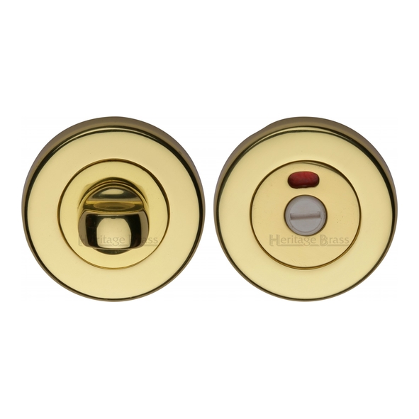 V4046-PB  Polished Brass  Heritage Brass Plain Round Small Bathroom Turn With Indicator