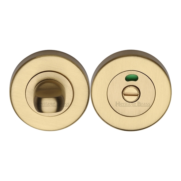 V4046-SB  Satin Brass  Heritage Brass Plain Round Small Bathroom Turn With Indicator