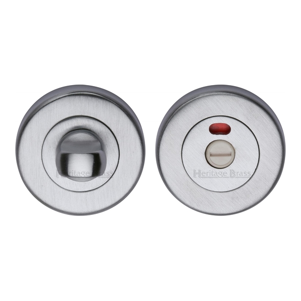 V4046-SC  Satin Chrome  Heritage Brass Plain Round Small Bathroom Turn With Indicator