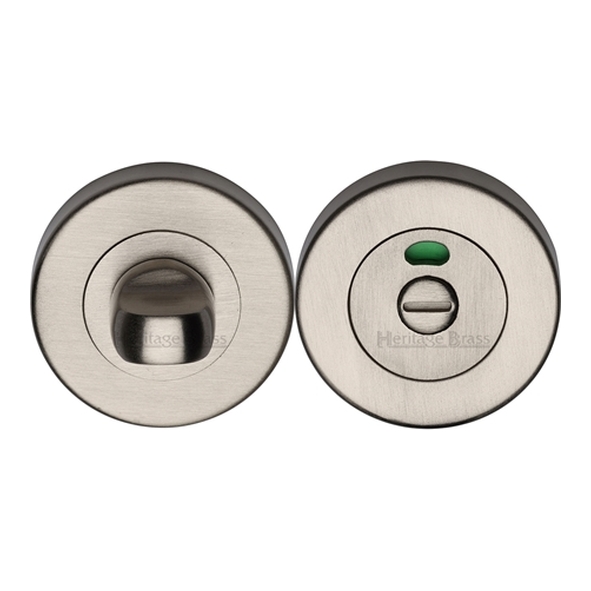 V4046-SN  Satin Nickel  Heritage Brass Plain Round Small Bathroom Turn With Indicator