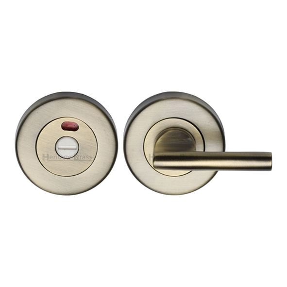 V4048-AT  Antique Brass  Heritage Brass Plain Round Disabled Bathroom Turn With Indicator