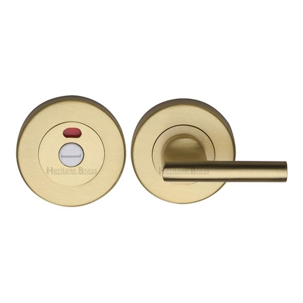 V4048-SB  Satin Brass  Heritage Brass Plain Round Disabled Bathroom Turn With Indicator