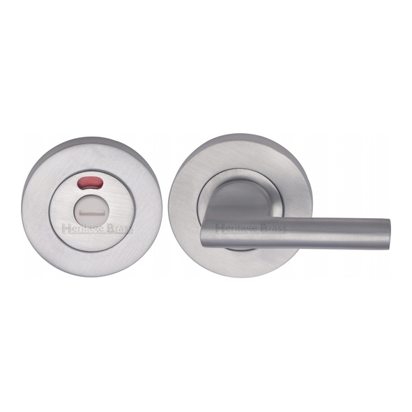 V4048-SC  Satin Chrome  Heritage Brass Plain Round Disabled Bathroom Turn With Indicator