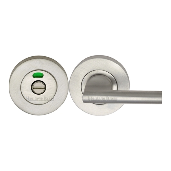 V4048-SN  Satin Nickel  Heritage Brass Plain Round Disabled Bathroom Turn With Indicator