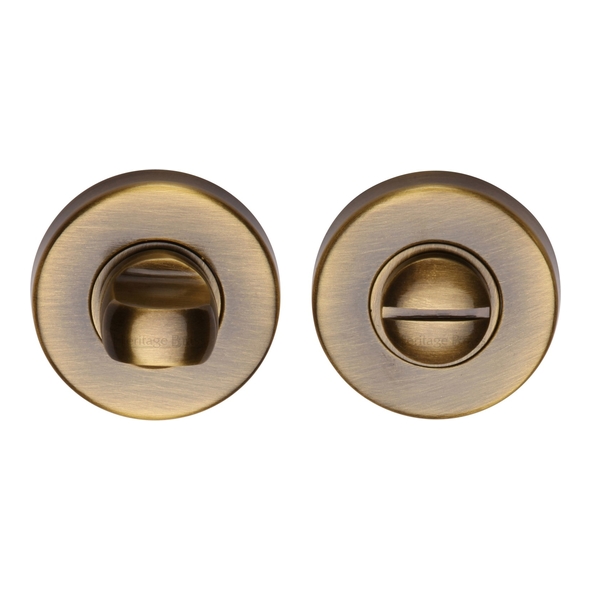 V4049-AT • Antique Brass • Heritage Brass Modern Small Bathroom Turn With Release