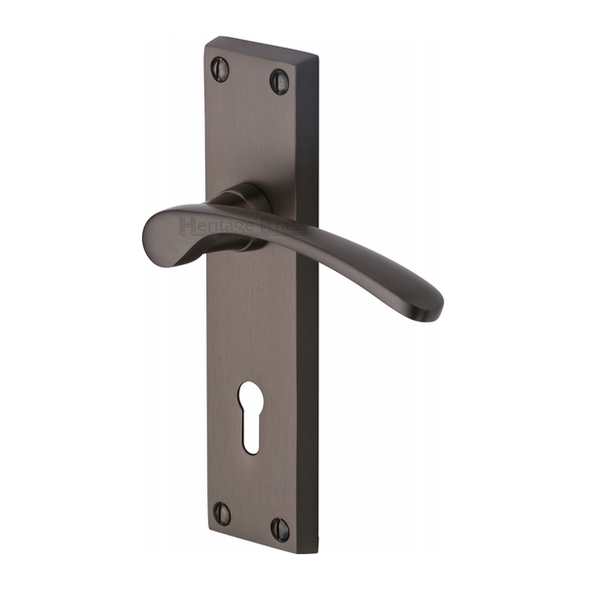 V4130-MB  Standard Lock [57mm]  Matt Bronze  Heritage Brass Sophia Levers On Backplates