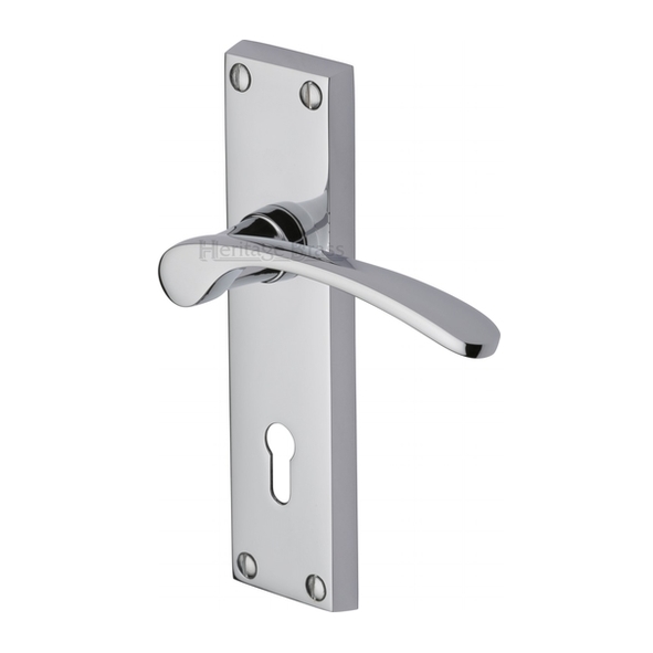 V4130-PC  Standard Lock [57mm]  Polished Chrome  Heritage Brass Sophia Levers On Backplates