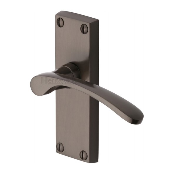 V4140-MB • Short Plate Latch • Matt Bronze • Heritage Brass Sophia Levers On Backplates