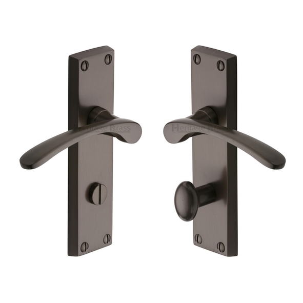 V4142-MB  Bathroom [57mm]  Matt Bronze  Heritage Brass Sophia Levers On Backplates