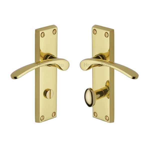 V4142-PB  Bathroom [57mm]  Polished Brass  Heritage Brass Sophia Levers On Backplates